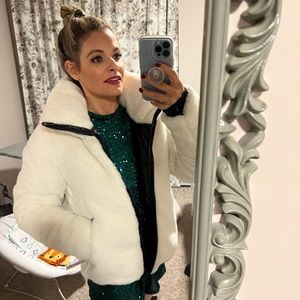 White Faux fur coat